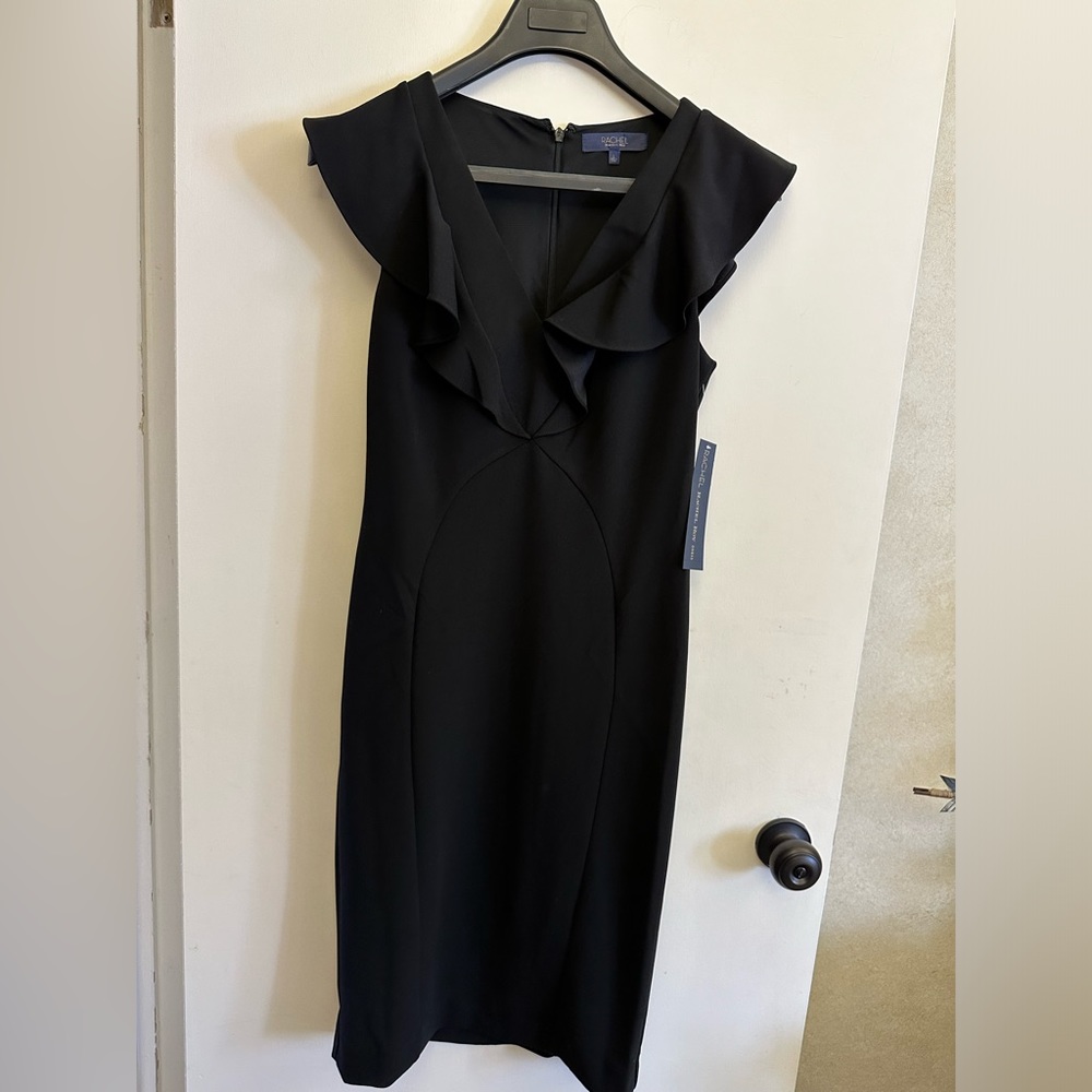 Rachel Roy black dress, L, ruffle sleeves, NWOT